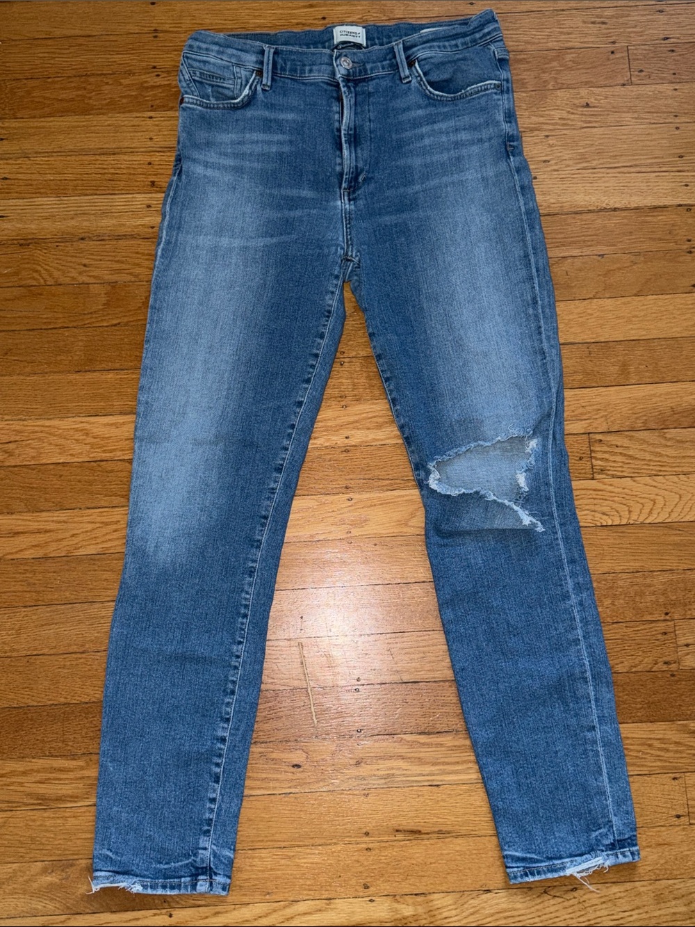 Citizens of Humanity Skinny Jeans - Distressed Knee, Raw Hem